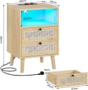 MSMASK Nachttisch Rattan Naturfarben USB-Ladestation LED-Beleuchtung Bild 1