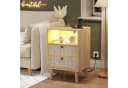 MSMASK Nachttisch Rattan Naturfarben USB-Ladestation LED-Beleuchtung Bild 5