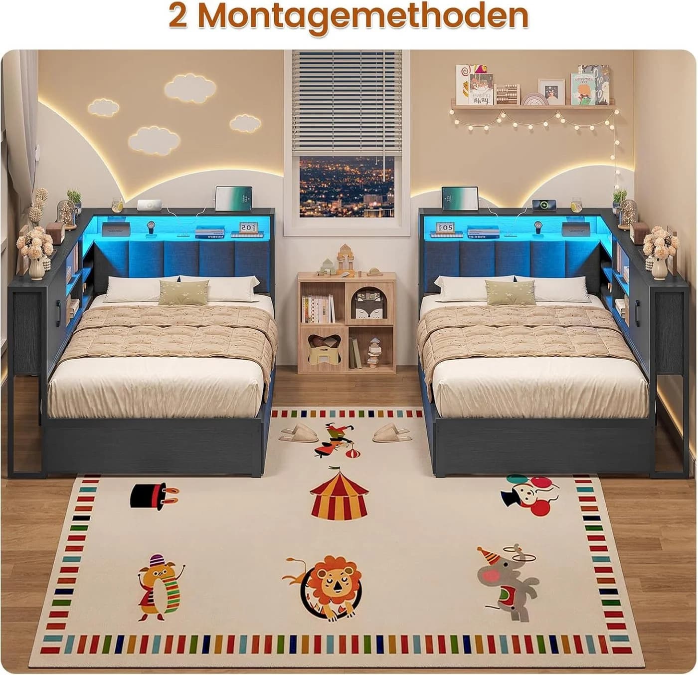 KIMENICH Polsterbett Jugendbett mit LED-Beleuchtung und USB-Ladestation - Bild 4