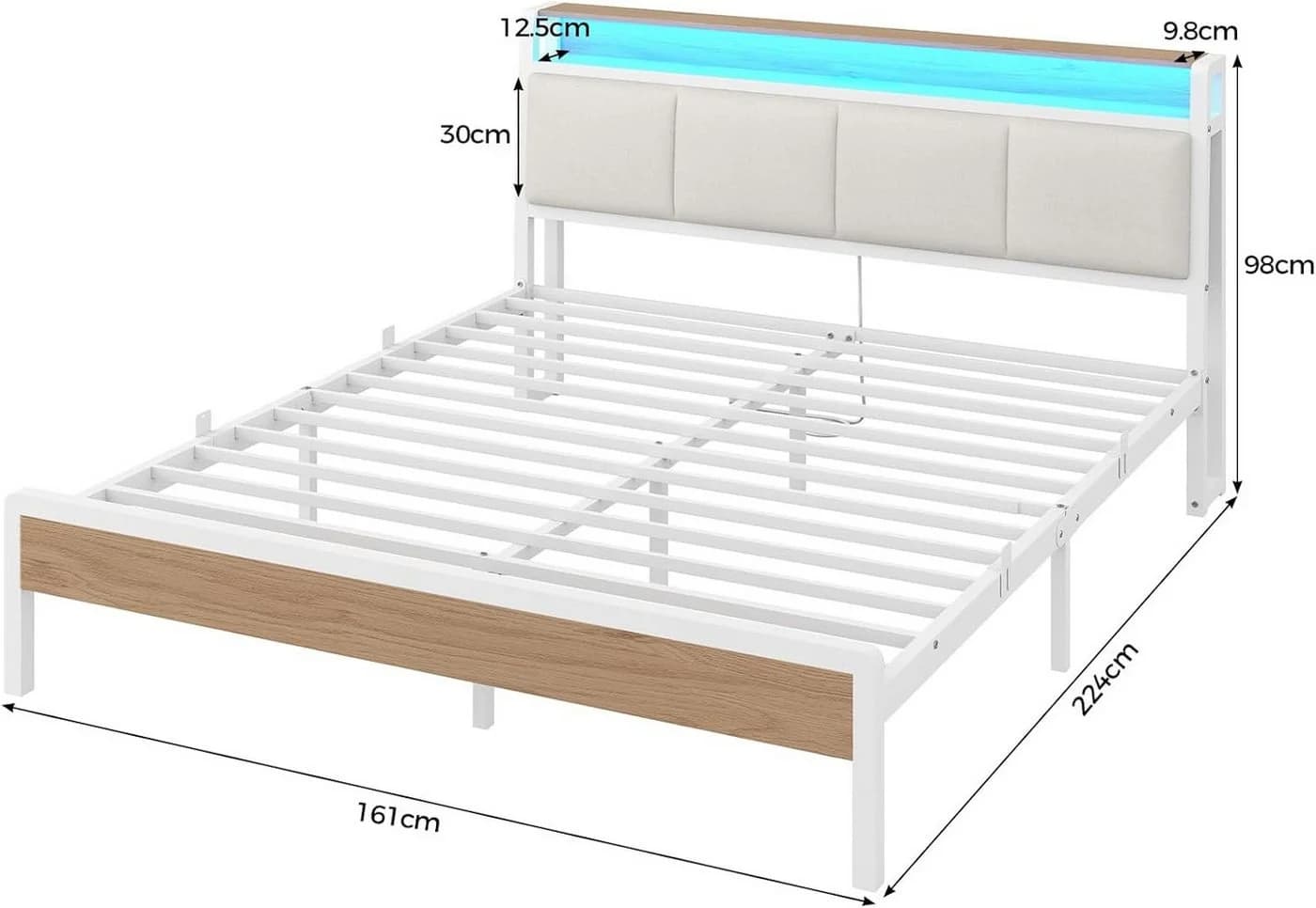 KIMENICH Polsterbett 160x200 mit LED & Ladestation