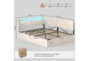 MSMASK Daybett mit LED-Kopfteil, USB, Beige Samt 140x200cm Bild 1