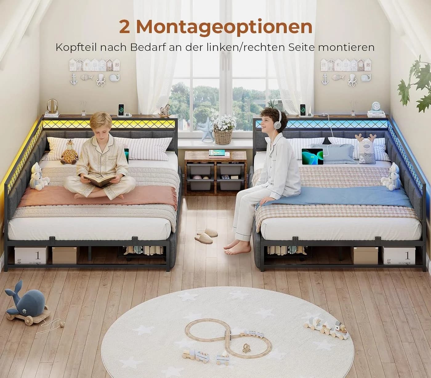 MSMASK Daybett Polsterbett Schlafsofa mit USB LED-Beleuchtung 140x200cm - Bild 4