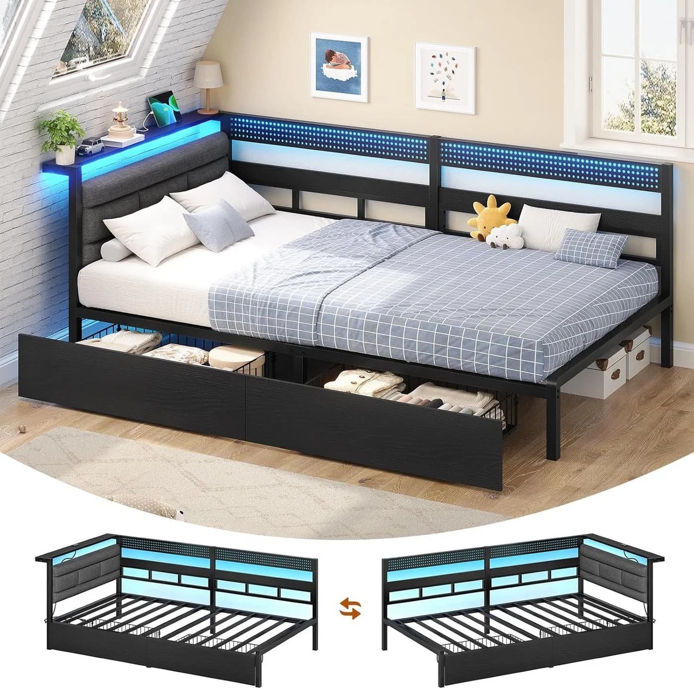 KIMENICH Daybett Schlafsofa LED-Beleuchtung USB-Ladestation - Bild 3