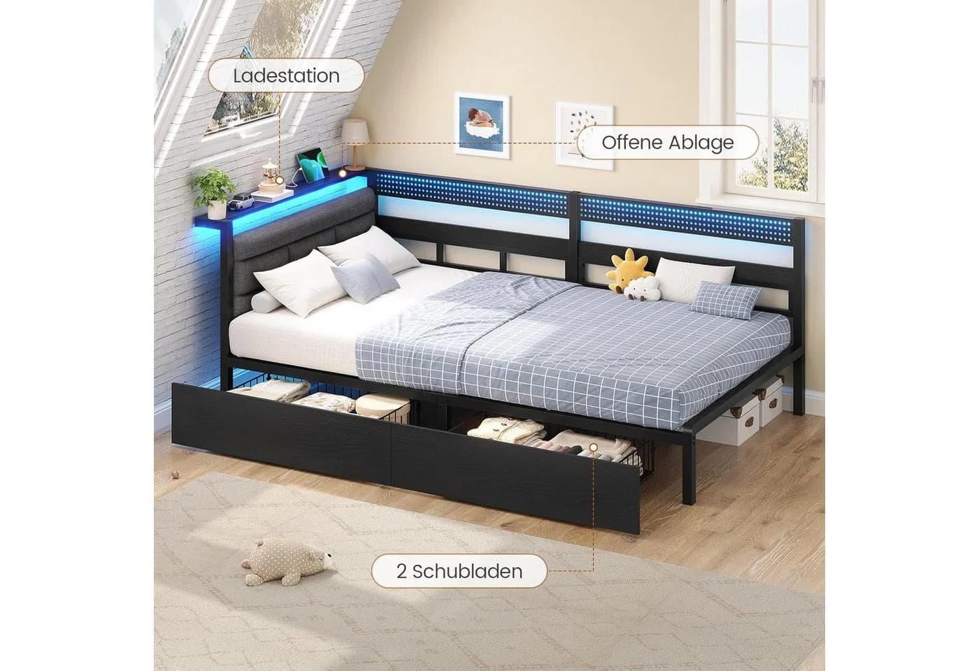 KIMENICH Daybett Schlafsofa LED-Beleuchtung USB-Ladestation - Bild 4