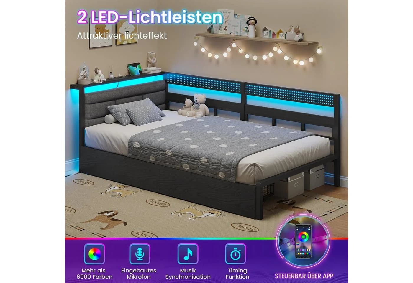 KIMENICH Daybett Schlafsofa LED-Beleuchtung USB-Ladestation - Bild 5