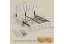 KIMENICH Polsterbett Beige Samt mit 4 Schubladen, LED & Steckdose Bild 1