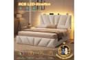 KIMENICH Polsterbett Beige Samt mit 4 Schubladen, LED & Steckdose Bild 3