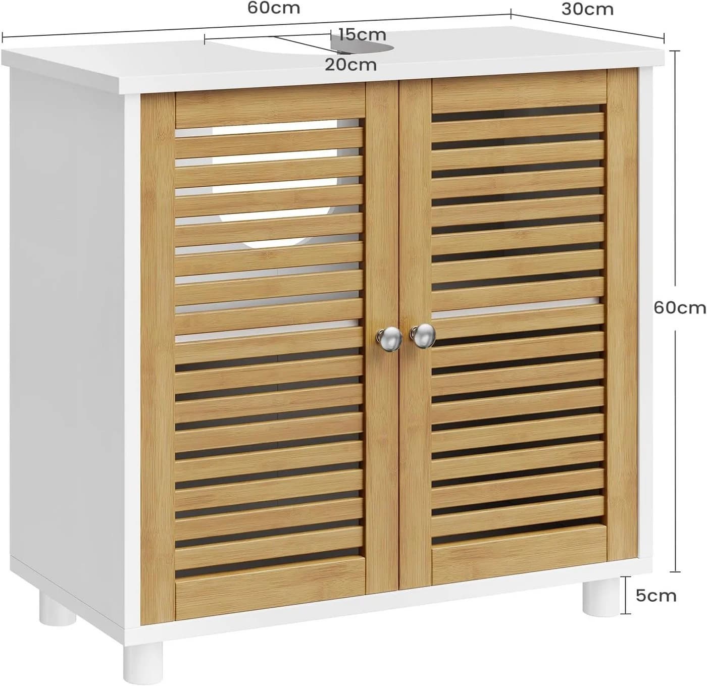 MSMASK Badezimmerschrank mit 2 Türen und Schublade Weiß