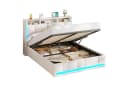MSMASK Polsterbett 140x200 Beige mit Stauraum, LED & USB Bild 3