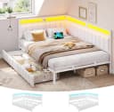 MSMASK Polsterbett Schlafsofa mit LED & USB Weiß/Dunkelgrau Bild 2