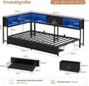 MSMASK Daybett Schlafsofa Schwarz mit LED-Beleuchtung und Stauraum Bild 1