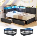 KIMENICH Polsterbett Schlafsofa Schwarz mit LED & Schubladen Bild 2