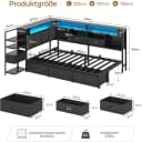 MSMASK Jugendbett Schwarz 90x200 mit 6 Schubladen LED Bild 1