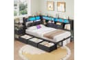 MSMASK Jugendbett Schwarz 90x200 mit 6 Schubladen LED Bild 2