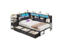 MSMASK Jugendbett Schwarz 90x200 mit 6 Schubladen LED Bild 3