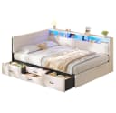 MSMASK Polsterbett 140x200 cm mit LED, Ladestation & Stauraum Bild 3