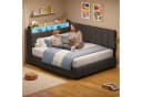KIMENICH Polsterbett Grau mit LED, Stauraum & Ladestation Bild 3