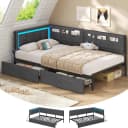 KIMENICH Polsterbett Schlafsofa Grau mit LED & Schubladen Bild 2