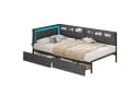 KIMENICH Polsterbett Schlafsofa Grau mit LED & Schubladen Bild 3
