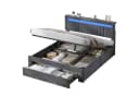 MSMASK Polsterbett Grau mit LED, Steckdosen & Stauraum Bild 3