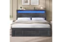 MSMASK Polsterbett Grau mit LED, Steckdosen & Stauraum Bild 4