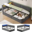 MSMASK Polsterbett 90x200 cm mit LED, USB & Stauraum Grau/Beige Bild 2