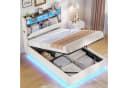 MSMASK Polsterbett mit LED, Stauraum & Ladestation Cord Beige Bild 2
