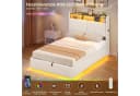 MSMASK Polsterbett mit LED, Stauraum & Ladestation Cord Beige Bild 4
