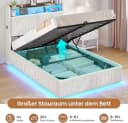 MSMASK Polsterbett mit LED, Stauraum & Ladestation Cord Beige Bild 5