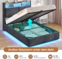 MSMASK Polsterbett 90x200cm mit LED, Stauraum & Ladestation Bild 5