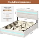 MSMASK Polsterbett 140x200 mit LED, Stauraum & Ladestation Beige Bild 1