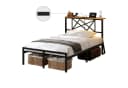 MSMASK Metallbett mit LED-Beleuchtung und USB-Anschlüssen Braun Bild 3