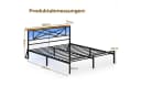 MSMASK Metallbett 160x200 cm Braun mit LED, USB & Steckdose Bild 1