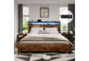 MSMASK Doppelbett 160x200 Braun mit LED, Stauraum & USB-Ladestation Bild 4