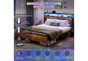 MSMASK Doppelbett 160x200 Braun mit LED, Stauraum & USB-Ladestation Bild 5