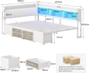 MSMASK Daybett Schlafsofa mit LED & Ladestation, Weiß/Grau/Braun Bild 1