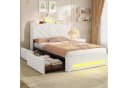 MSMASK Kinderbett Kronen-Design Samt Beige Rosa LED Stauraum Bild 2