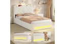 MSMASK Kinderbett Kronen-Design Samt Beige Rosa LED Stauraum Bild 5