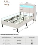 MSMASK Polsterbett mit LED & Ladestation Beige Bild 1