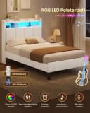 MSMASK Polsterbett mit LED & Ladestation Beige Bild 4