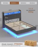 MSMASK Polsterbett Schwebebett mit LED-Beleuchtung und Ladestation Grau/Beige Bild 1