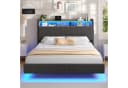 MSMASK Polsterbett Schwebebett mit LED-Beleuchtung und Ladestation Grau/Beige Bild 2