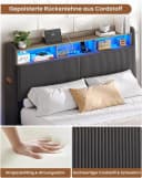 MSMASK Polsterbett Schwebebett mit LED-Beleuchtung und Ladestation Grau/Beige Bild 4