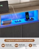 MSMASK Polsterbett Schwebebett mit LED-Beleuchtung und Ladestation Grau/Beige Bild 5
