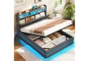 MSMASK Polsterbett 140x200cm mit Hydraulischem Stauraum und LED-Beleuchtung grau Bild 2