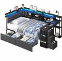KIMENICH Jugendbett Schwarz mit LED-Beleuchtung und Schreibtisch Bild 3