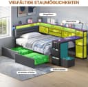 KIMENICH Jugendbett L-förmig Schwarz mit LED & Schreibtisch Bild 4