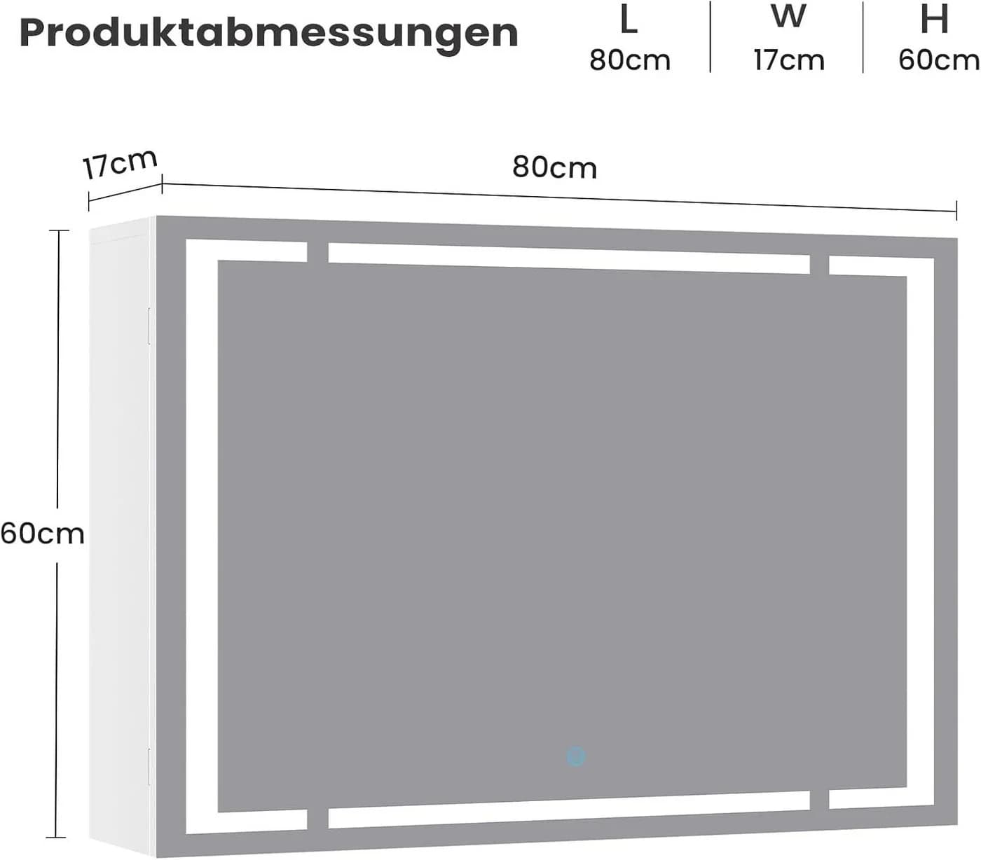 MSMASK Badezimmerspiegelschrank Weiß mit LED & Steckdose