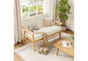 YOLEO 2-Sitzer Stoffsofa Couch mit Holz Armlehnen Loungesofa Bild 3