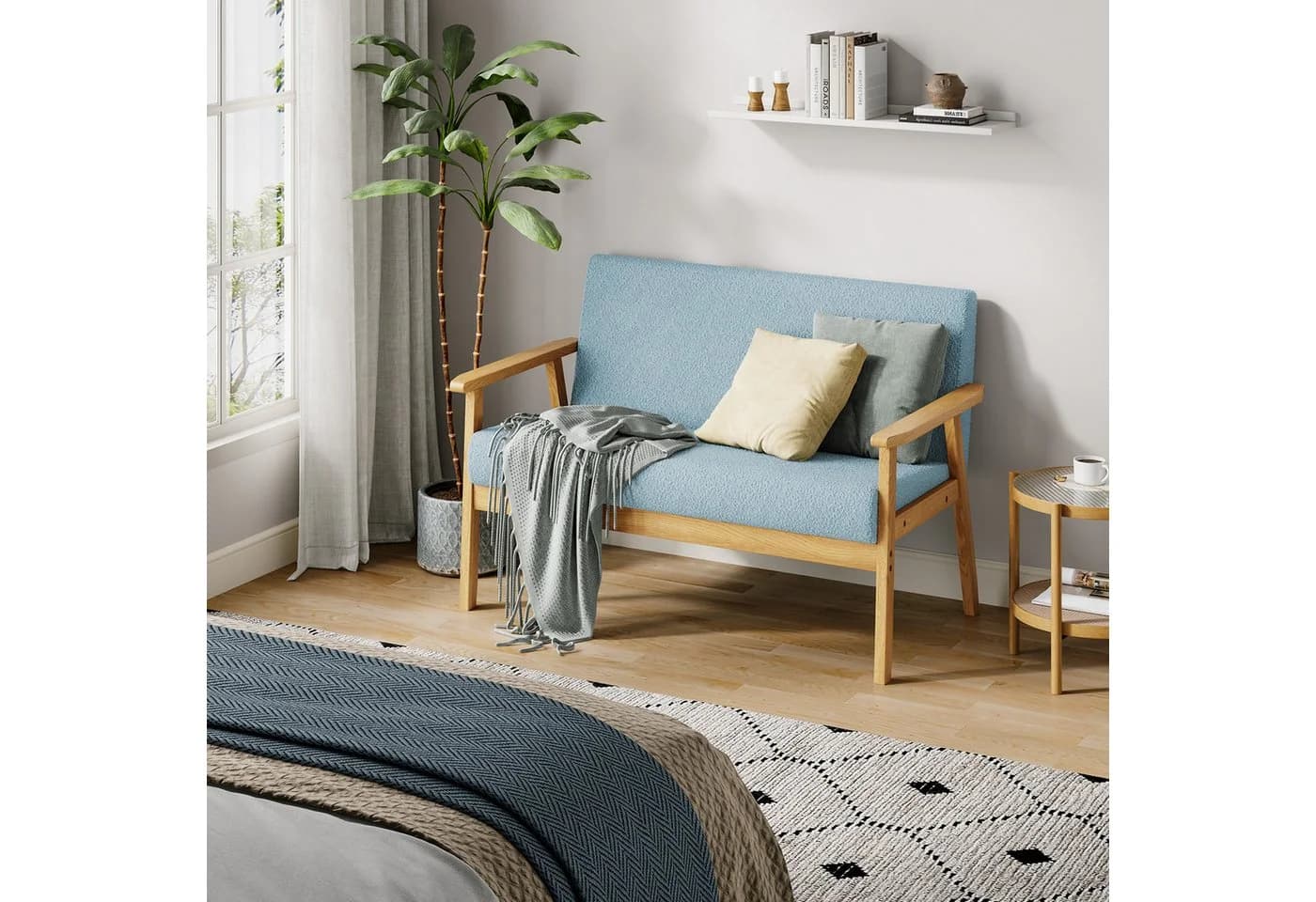 OUNUO 2-Sitzer Sofa Hellblau Skandinavisch Modern - Bild 3